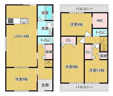 建物プラン例（３号地）建物価格：１，６２０万円、建物面積：９７．２㎡