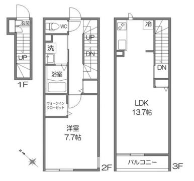 １階が玄関で、２階・３階が居住スペースです。