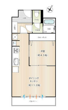 ＬＤＫ（約１１帖）洋室①（約４．５帖）