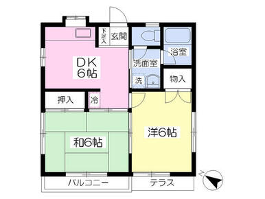 40.6平米　角部屋２ＤＫ！