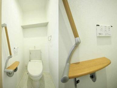 【トイレ】洗浄暖房便座は壁付けリモコンタイプで便座まわりもスッキリ！洗面所と同様、タンク上の収納棚…