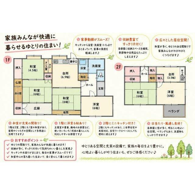 ２世帯でも広々生活が可能な間取りとなっております。