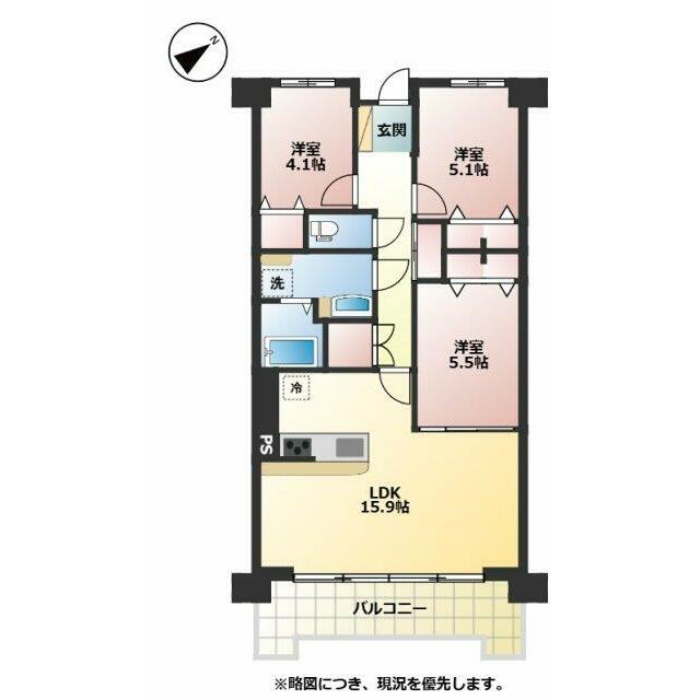 3LDK（専有面積74.15㎡）&南東向きバルコニー♪
