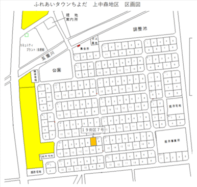 ふれあいタウンちよだ上中森地区の区画図です。