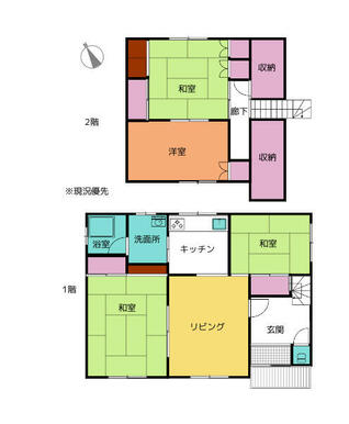 ４ＬＤＫ　（２階に収納部屋が２つあります）