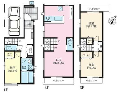 １号棟　建物面積１１５．７５㎡に車庫面積１１．５㎡含