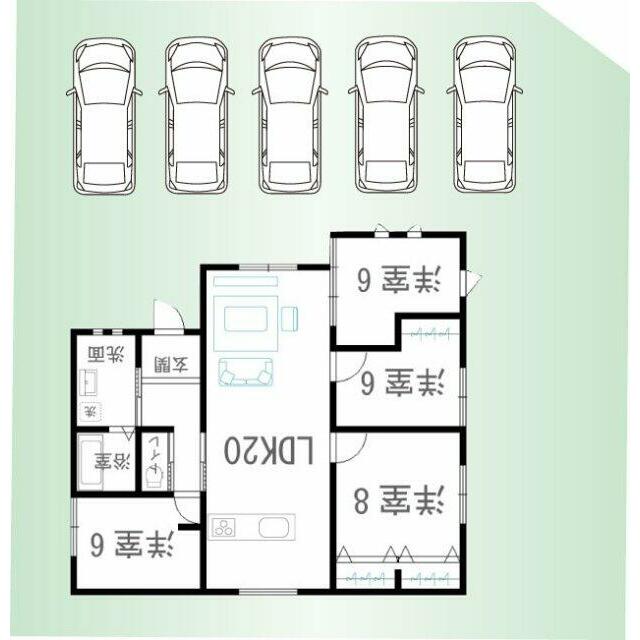 車5台駐車可能！※車の配置は一例です。