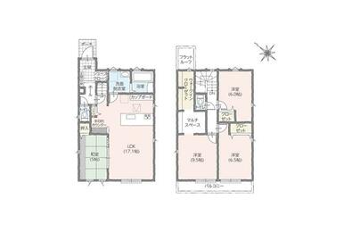 【３号棟】間取り：４ＬＤＫ／土地面積：１２４．４８ｍ２／建物面積：１０３．５ｍ２