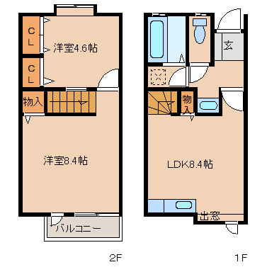 メゾネットタイプで１階と２階を行き来できます。