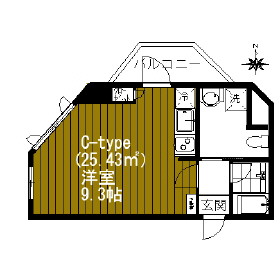 四角のお部屋に飽きた方へ。お隣の部屋が無いので、左右の音が気になる方にオススメです。