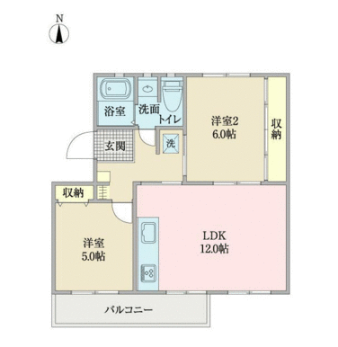 ２ＬＤＫの明るい間取り