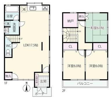 全居室６帖以上の間取り。