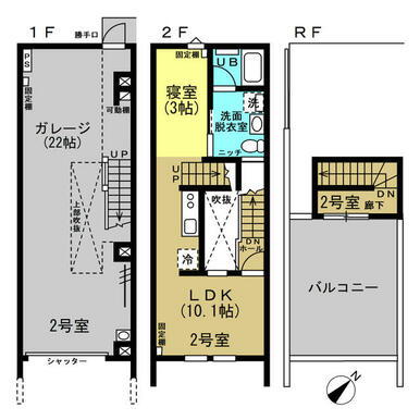 １ＬＤＫ　メゾネット　６６．０６㎡