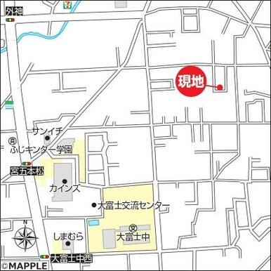 現地案内図（ナビ検索は富士宮市万野原新田４０４２－３７で検索して下さい。）