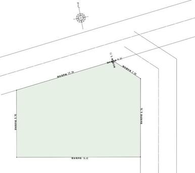 北東角地。北間口１２．４ｍ、東間口１３．６ｍ　解体更地渡しです