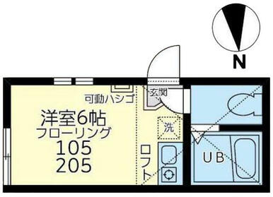 １０５　洋室約６帖＋ロフト４帖