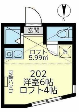 ２０２　洋室６帖＋ロフト４帖・ロフト高１．４ｍ