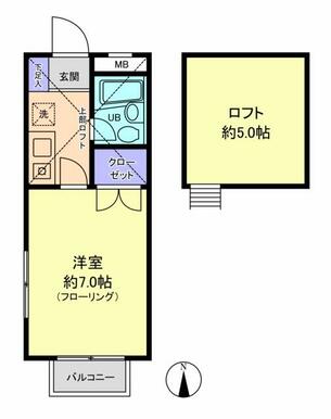 約５帖のロフト付のお部屋です