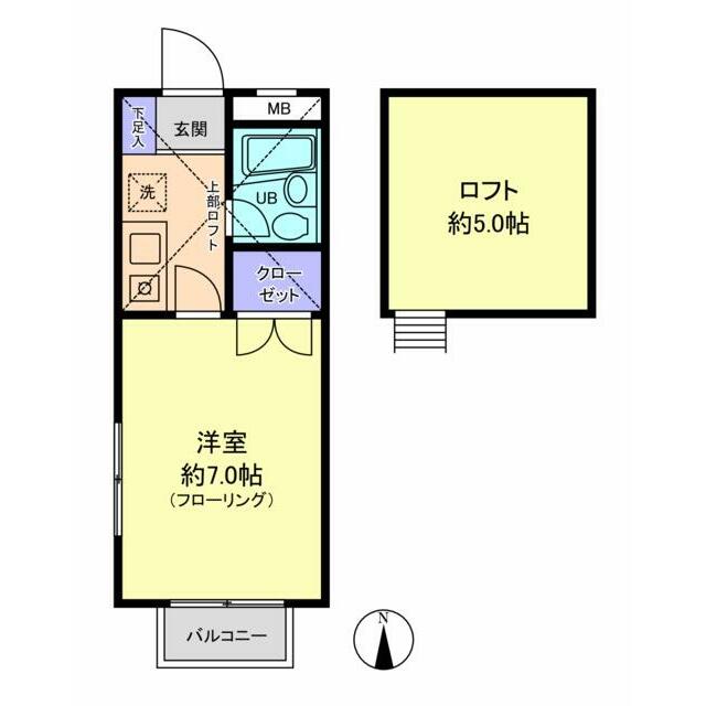 約５帖のロフト付のお部屋です