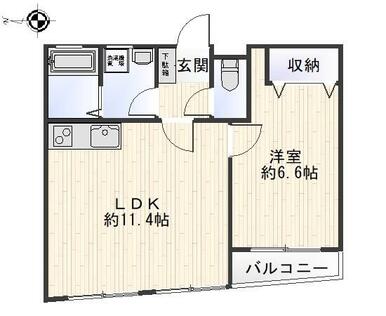 １ＬＤＫ　賃料１１万円　専有面積　約４１．６５㎡