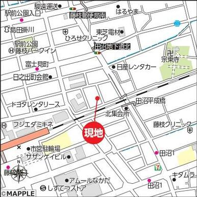 現地案内図（ナビ検索は藤枝市駅前１丁目１６－１７で検索して下さい。）