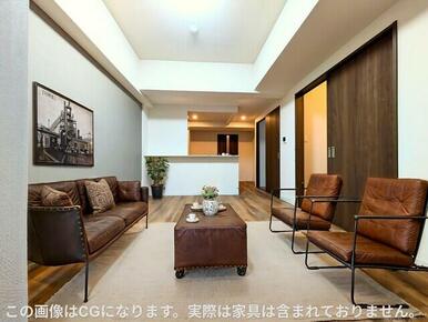 14帖LDK※家具はCGイメージです。別部屋参考写真です。