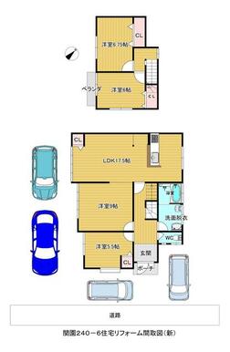 リノベーション後の間取図（新）４台駐車可