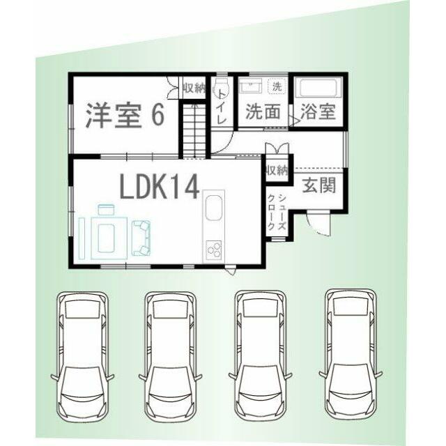 車4台駐車可能！※車の配置は一例です。