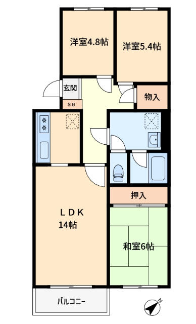 チュリス山鼻南 3階 3LDKの写真