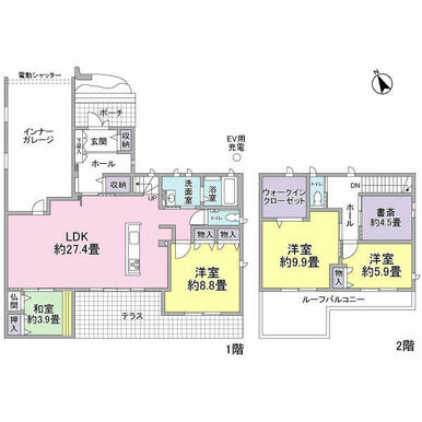 延べ床面積５０坪超の４ＳＬＤＫ　ゆとりの暮らしが楽しめます！