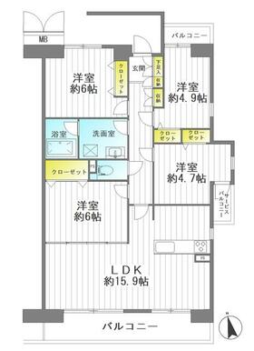 東南角部屋で開放感があり、明るい室内です♪全室フローリングでお手入れラクラク！