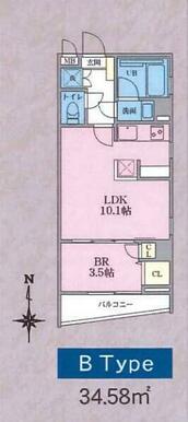 ３０７号室は反転タイプです。