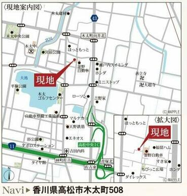 カーナビ表示：高松市木太町508