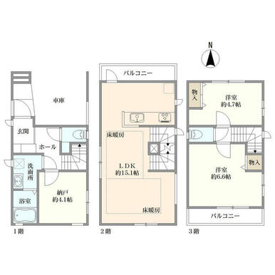 土地面積４９．３３ｍ２、建物面積７２．６５ｍ２　２ＳＬＤＫです。光のある暮らしを実現する設計。