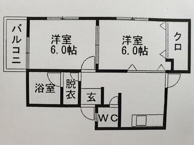 手頃な広さの２ＤＫ（１ＬＤＫ風）です