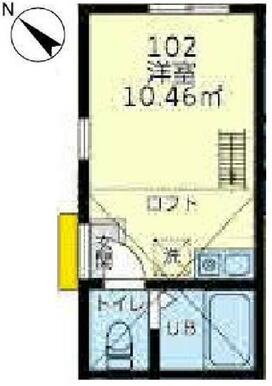 １０２　洋室＋ロフト７．１３㎡・ロフト高１．４ｍ