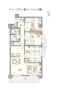 ３ＬＤＫ、専有面積７７．８１㎡、バルコニー面積８．２３㎡