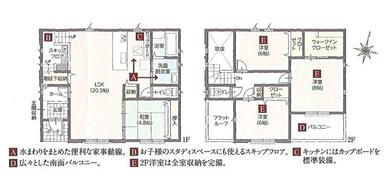 １号棟、１、２階間取図