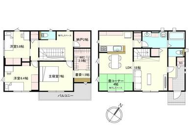 ３－２号棟　４，４９０万円　土地：２２１．３６㎡（６６．９６坪）建物：１１３．０２㎡（３４．１８坪）