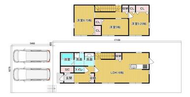 建物プラン例　建物価格：２，０２０万円、建物面積：約８８．８１㎡