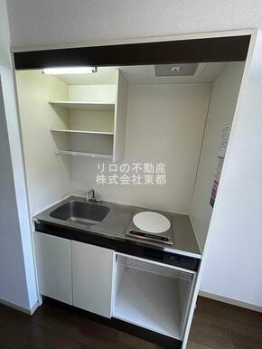 火を使わず安心でお掃除も簡単なＩＨコンロ、１口付です♪