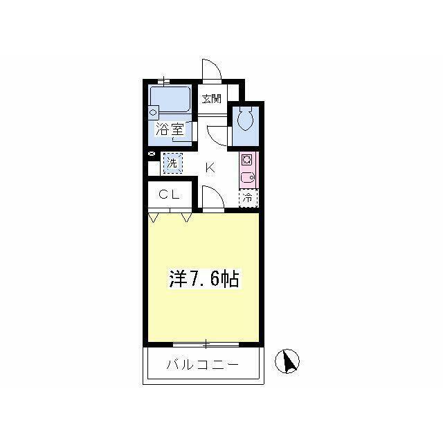 24平米　洋室7.6帖の１K！