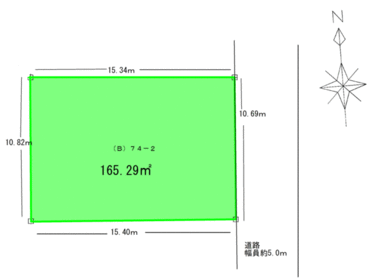 前面道路約５ｍ　駐車も楽々です