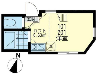 ２０１　洋室６帖＋ロフト４帖