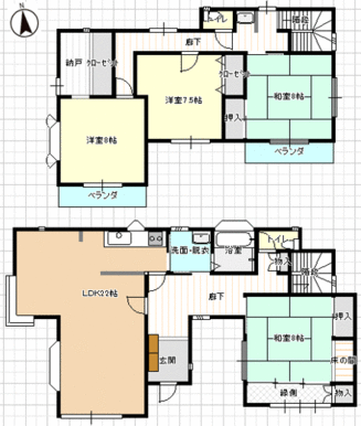 建坪約４４、南向きで全室収納を備えた４ＳＬＤＫの住宅です