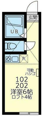 ２０２　洋室６帖＋ロフト４帖