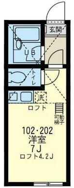 １０２　洋室７帖＋ロフト４．２帖