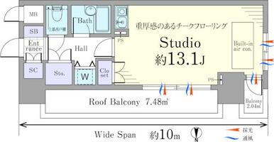 ワイドスパン（約１０ｍ）設計の広々体感のプランです。