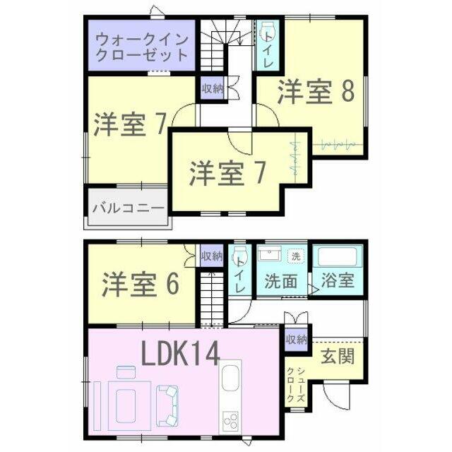 各洋室6帖以上、収納もあります！シューズクロークやウォークインクローゼットといった便利な収納も！