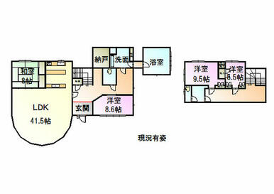 平成８年築の４ＬＤＫ建物間取り図